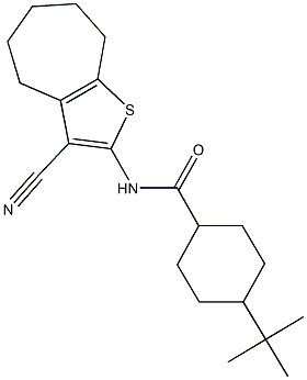 4-tert-butyl-N-(3-cyano-5,6,7,8-tetrahydro-4H-cyclohepta[b]thien-2-yl)cyclohexanecarboxamide Struktur