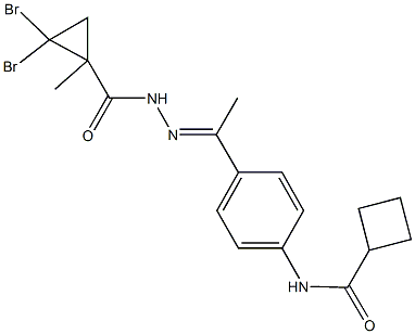 N-(4-{N-[(2,2-dibromo-1-methylcyclopropyl)carbonyl]ethanehydrazonoyl}phenyl)cyclobutanecarboxamide Struktur