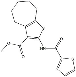 methyl 2-[(2-thienylcarbonyl)amino]-5,6,7,8-tetrahydro-4H-cyclohepta[b]thiophene-3-carboxylate Struktur