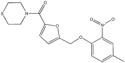 4-[5-({2-nitro-4-methylphenoxy}methyl)-2-furoyl]thiomorpholine Struktur