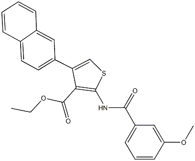 ethyl 2-[(3-methoxybenzoyl)amino]-4-(2-naphthyl)-3-thiophenecarboxylate Struktur