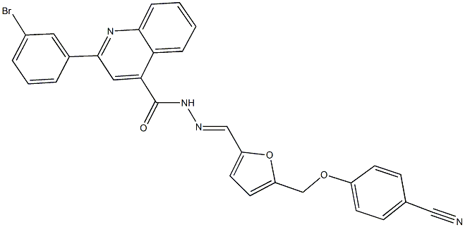 2-(3-bromophenyl)-N'-({5-[(4-cyanophenoxy)methyl]-2-furyl}methylene)-4-quinolinecarbohydrazide Struktur