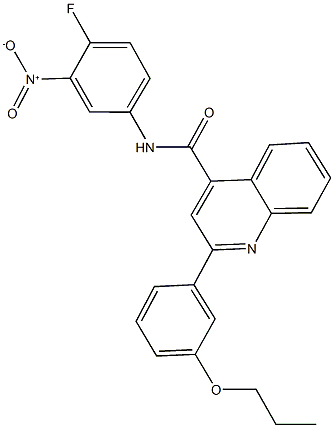 N-{4-fluoro-3-nitrophenyl}-2-(3-propoxyphenyl)quinoline-4-carboxamide Struktur