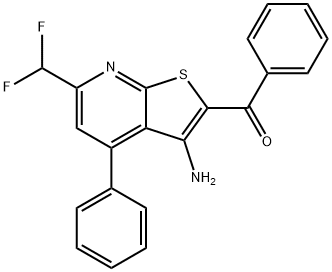 [3-amino-6-(difluoromethyl)-4-phenylthieno[2,3-b]pyridin-2-yl](phenyl)methanone Struktur