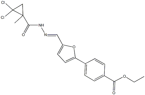 ethyl 4-(5-{2-[(2,2-dichloro-1-methylcyclopropyl)carbonyl]carbohydrazonoyl}-2-furyl)benzoate Struktur