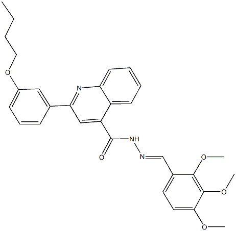 2-(3-butoxyphenyl)-N'-(2,3,4-trimethoxybenzylidene)-4-quinolinecarbohydrazide Struktur