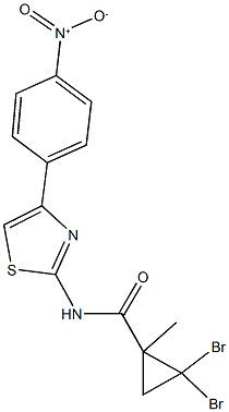 2,2-dibromo-N-(4-{4-nitrophenyl}-1,3-thiazol-2-yl)-1-methylcyclopropanecarboxamide Struktur