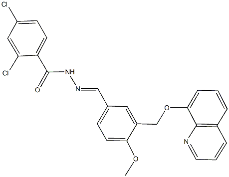 2,4-dichloro-N'-{4-methoxy-3-[(8-quinolinyloxy)methyl]benzylidene}benzohydrazide Struktur