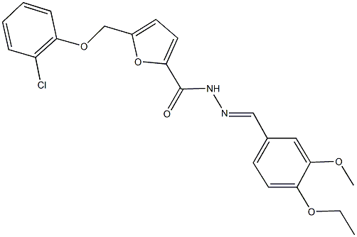 5-[(2-chlorophenoxy)methyl]-N'-(4-ethoxy-3-methoxybenzylidene)-2-furohydrazide Struktur