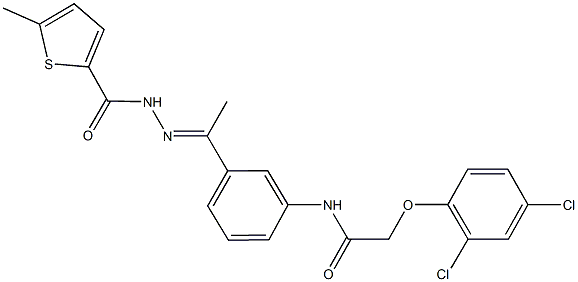 2-(2,4-dichlorophenoxy)-N-(3-{N-[(5-methyl-2-thienyl)carbonyl]ethanehydrazonoyl}phenyl)acetamide Struktur