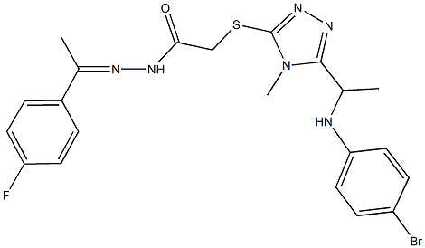 2-({5-[1-(4-bromoanilino)ethyl]-4-methyl-4H-1,2,4-triazol-3-yl}sulfanyl)-N'-[1-(4-fluorophenyl)ethylidene]acetohydrazide Struktur