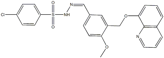 4-chloro-N'-{4-methoxy-3-[(8-quinolinyloxy)methyl]benzylidene}benzenesulfonohydrazide Struktur