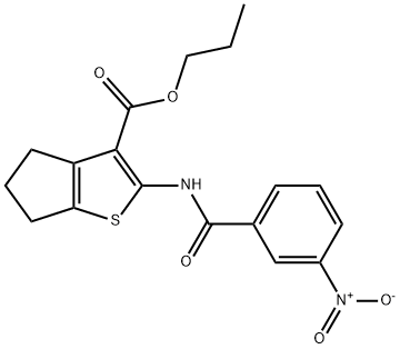 propyl 2-({3-nitrobenzoyl}amino)-5,6-dihydro-4H-cyclopenta[b]thiophene-3-carboxylate Struktur