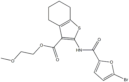 2-methoxyethyl 2-[(5-bromo-2-furoyl)amino]-4,5,6,7-tetrahydro-1-benzothiophene-3-carboxylate Struktur