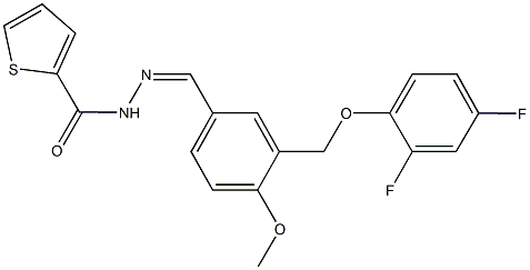 N'-{3-[(2,4-difluorophenoxy)methyl]-4-methoxybenzylidene}-2-thiophenecarbohydrazide Struktur