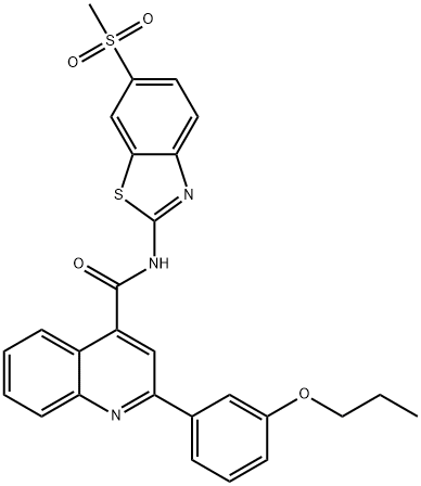 N-[6-(methylsulfonyl)-1,3-benzothiazol-2-yl]-2-(3-propoxyphenyl)quinoline-4-carboxamide Struktur