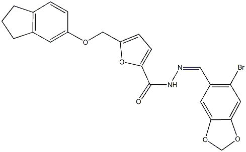 N'-[(6-bromo-1,3-benzodioxol-5-yl)methylene]-5-[(2,3-dihydro-1H-inden-5-yloxy)methyl]-2-furohydrazide Struktur