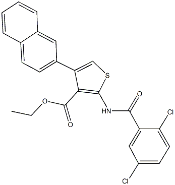 ethyl 2-[(2,5-dichlorobenzoyl)amino]-4-(2-naphthyl)-3-thiophenecarboxylate Struktur