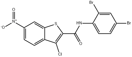 3-chloro-N-(2,4-dibromophenyl)-6-nitro-1-benzothiophene-2-carboxamide Struktur