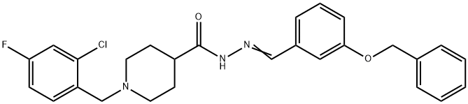 N'-[3-(benzyloxy)benzylidene]-1-(2-chloro-4-fluorobenzyl)-4-piperidinecarbohydrazide Struktur