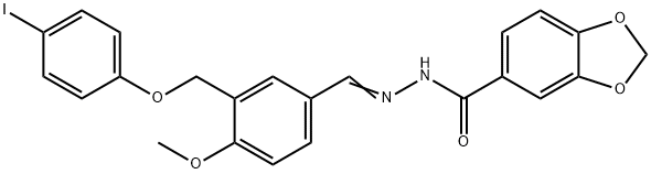 N'-{3-[(4-iodophenoxy)methyl]-4-methoxybenzylidene}-1,3-benzodioxole-5-carbohydrazide Struktur