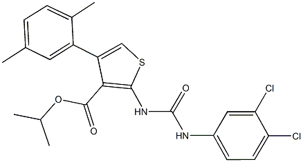 isopropyl 2-{[(3,4-dichloroanilino)carbonyl]amino}-4-(2,5-dimethylphenyl)-3-thiophenecarboxylate Struktur