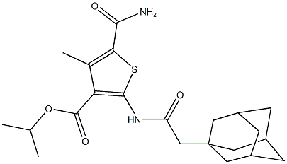 isopropyl 2-[(1-adamantylacetyl)amino]-5-(aminocarbonyl)-4-methyl-3-thiophenecarboxylate Struktur