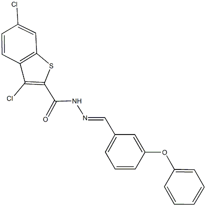 3,6-dichloro-N'-(3-phenoxybenzylidene)-1-benzothiophene-2-carbohydrazide Struktur