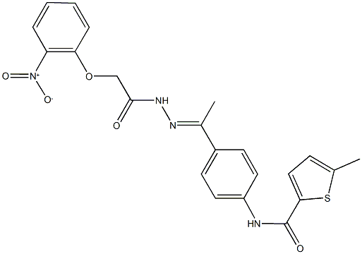 N-{4-[N-({2-nitrophenoxy}acetyl)ethanehydrazonoyl]phenyl}-5-methyl-2-thiophenecarboxamide Struktur