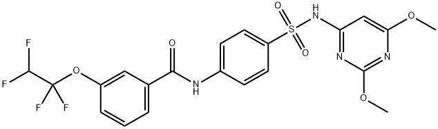 N-(4-{[(2,6-dimethoxy-4-pyrimidinyl)amino]sulfonyl}phenyl)-3-(1,1,2,2-tetrafluoroethoxy)benzamide Struktur