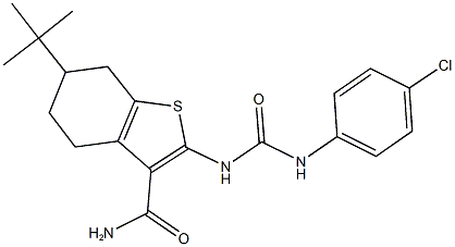 6-tert-butyl-2-{[(4-chloroanilino)carbonyl]amino}-4,5,6,7-tetrahydro-1-benzothiophene-3-carboxamide Struktur