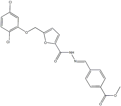 methyl 4-(2-{5-[(2,5-dichlorophenoxy)methyl]-2-furoyl}carbohydrazonoyl)benzoate Struktur