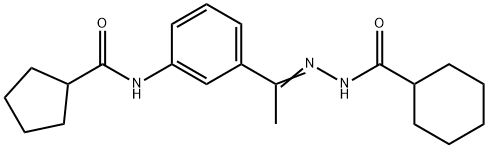 N-{3-[N-(cyclohexylcarbonyl)ethanehydrazonoyl]phenyl}cyclopentanecarboxamide Struktur