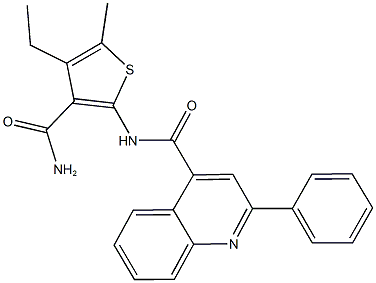 N-[3-(aminocarbonyl)-4-ethyl-5-methyl-2-thienyl]-2-phenyl-4-quinolinecarboxamide Struktur