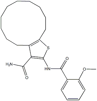 2-[(2-methoxybenzoyl)amino]-4,5,6,7,8,9,10,11,12,13-decahydrocyclododeca[b]thiophene-3-carboxamide Struktur