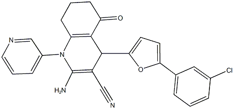 2-amino-4-[5-(3-chlorophenyl)-2-furyl]-5-oxo-1-pyridin-3-yl-1,4,5,6,7,8-hexahydroquinoline-3-carbonitrile Struktur