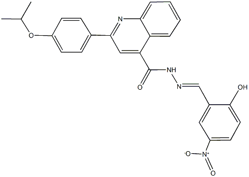 N'-{2-hydroxy-5-nitrobenzylidene}-2-(4-isopropoxyphenyl)-4-quinolinecarbohydrazide Struktur