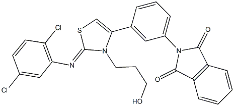 2-{3-[2-[(2,5-dichlorophenyl)imino]-3-(3-hydroxypropyl)-2,3-dihydro-1,3-thiazol-4-yl]phenyl}-1H-isoindole-1,3(2H)-dione Struktur