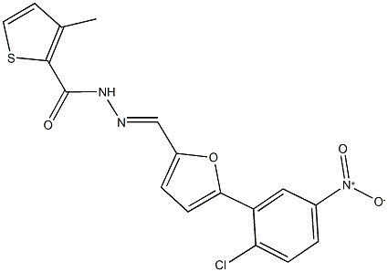 N'-[(5-{2-chloro-5-nitrophenyl}-2-furyl)methylene]-3-methyl-2-thiophenecarbohydrazide Struktur