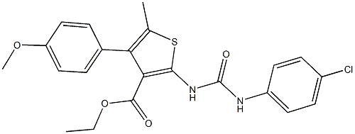 ethyl 2-{[(4-chloroanilino)carbonyl]amino}-4-(4-methoxyphenyl)-5-methylthiophene-3-carboxylate Struktur