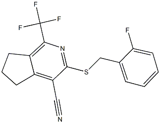 3-[(2-fluorobenzyl)sulfanyl]-1-(trifluoromethyl)-6,7-dihydro-5H-cyclopenta[c]pyridine-4-carbonitrile Struktur