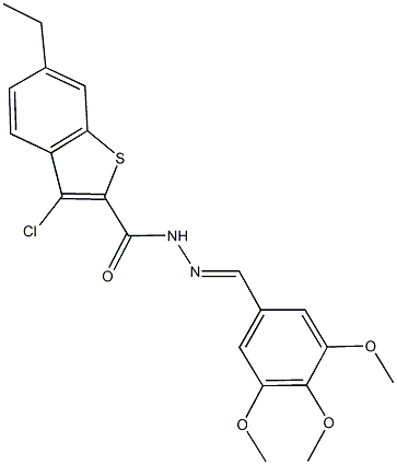 3-chloro-6-ethyl-N'-(3,4,5-trimethoxybenzylidene)-1-benzothiophene-2-carbohydrazide Struktur