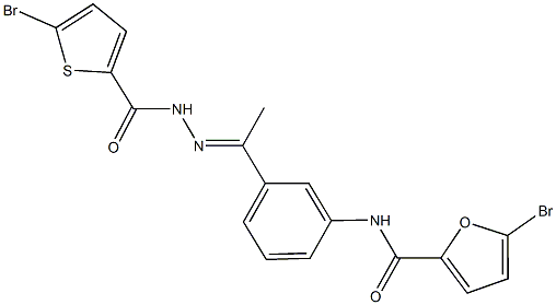 5-bromo-N-(3-{N-[(5-bromo-2-thienyl)carbonyl]ethanehydrazonoyl}phenyl)-2-furamide Struktur