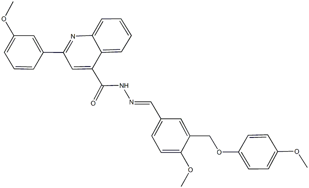 N'-{4-methoxy-3-[(4-methoxyphenoxy)methyl]benzylidene}-2-(3-methoxyphenyl)-4-quinolinecarbohydrazide Struktur