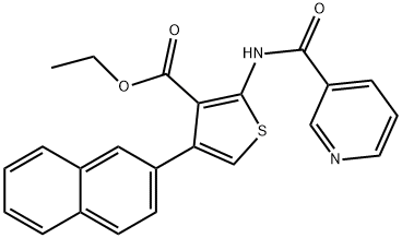 ethyl 4-(2-naphthyl)-2-[(3-pyridinylcarbonyl)amino]-3-thiophenecarboxylate Struktur