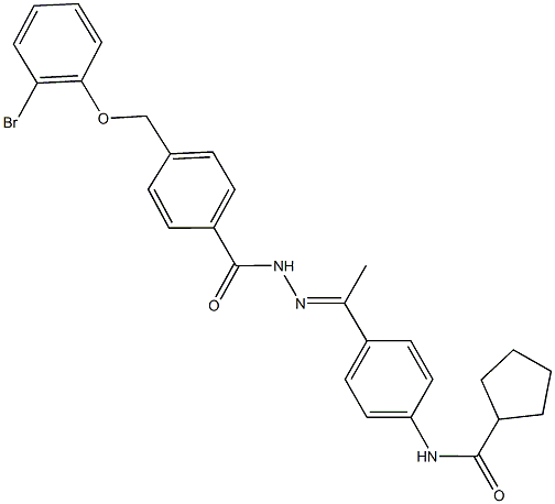 N-[4-(N-{4-[(2-bromophenoxy)methyl]benzoyl}ethanehydrazonoyl)phenyl]cyclopentanecarboxamide Struktur