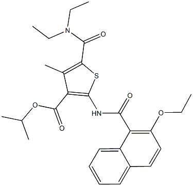 isopropyl 5-[(diethylamino)carbonyl]-2-[(2-ethoxy-1-naphthoyl)amino]-4-methylthiophene-3-carboxylate Struktur