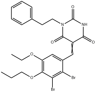 5-(2,3-dibromo-5-ethoxy-4-propoxybenzylidene)-1-(2-phenylethyl)-2,4,6(1H,3H,5H)-pyrimidinetrione Struktur