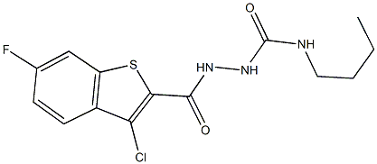 N-butyl-2-[(3-chloro-6-fluoro-1-benzothien-2-yl)carbonyl]hydrazinecarboxamide Struktur