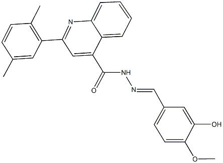 2-(2,5-dimethylphenyl)-N'-(3-hydroxy-4-methoxybenzylidene)-4-quinolinecarbohydrazide Struktur